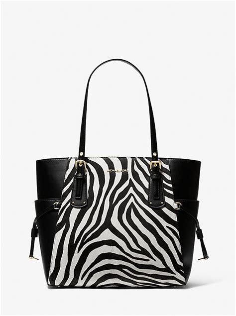 Voyager Small Zebra Printed Calf Hair Tote Bag.